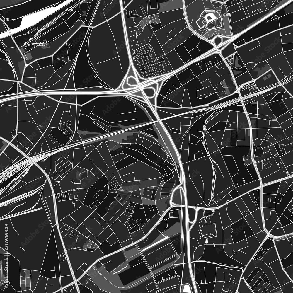 Herne, Germany dark vector art map