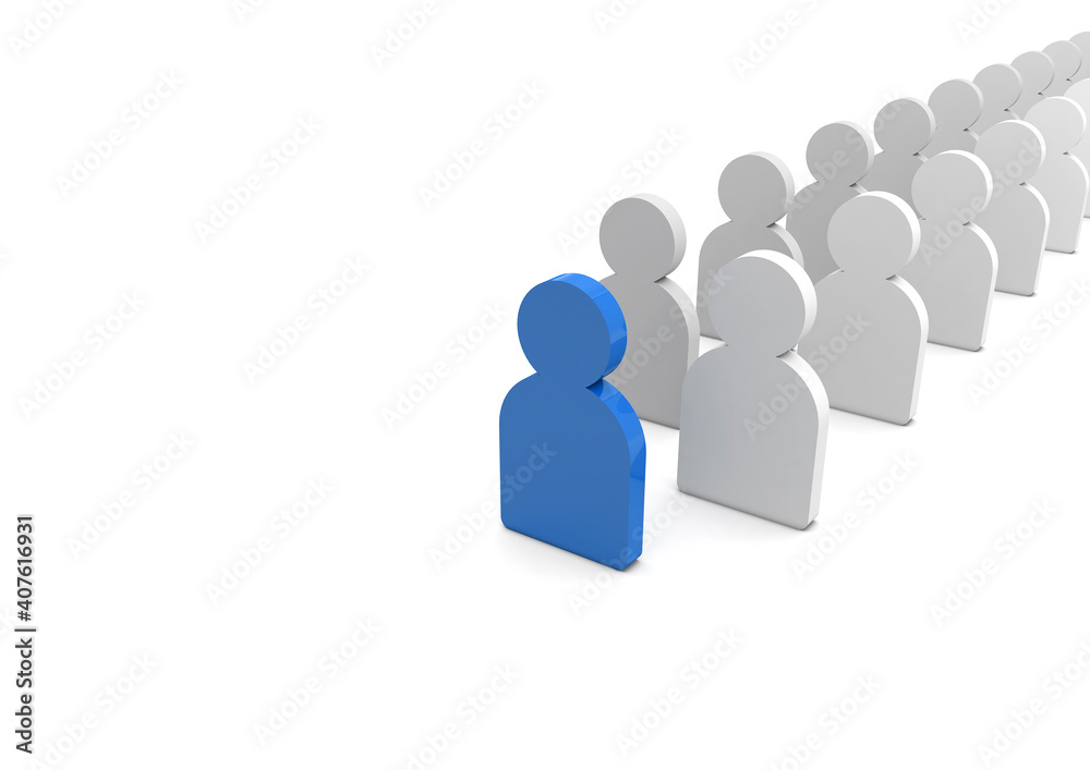 3D illustration of silhouette of a team of people following their Leader for success 3D illustration of silhouette of a team of people following their Leader for success
