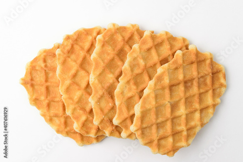 Waffle snacks on white background