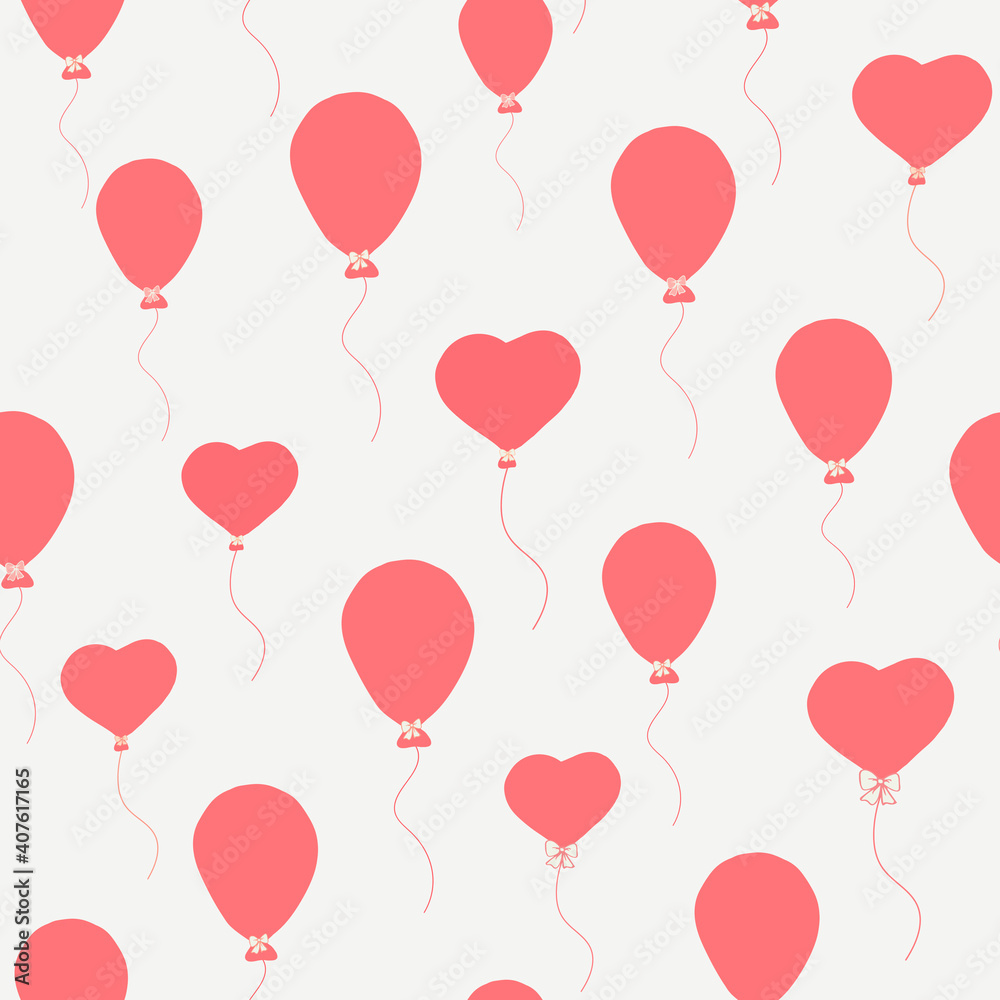 Seamless vector pattern with red heart-shaped balloons. Festive design. Suitable for textile, invitation, web, decoration, packaging, for production.
Seamless vector pattern with red heart-shaped balloons. Festive design. Suitable for textile, invitation, web, decoration, packaging, for production.