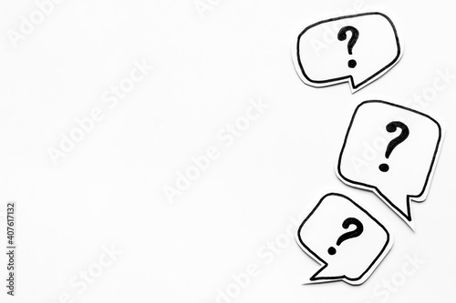 фотографія Question mark on table - solution concept. Top view