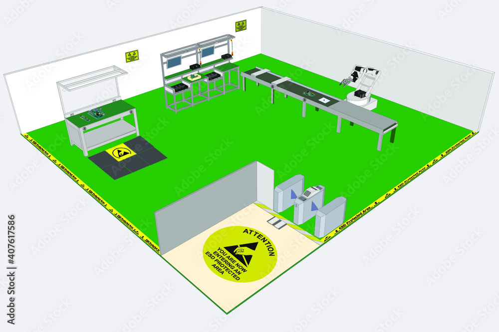 Vetor de ESD Protected Area (EPA) is a defined space for Electrostatic ...