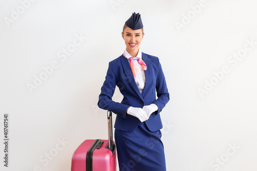 Beautiful stewardess with s...