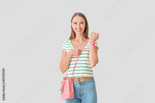 Beautiful woman with wristw...