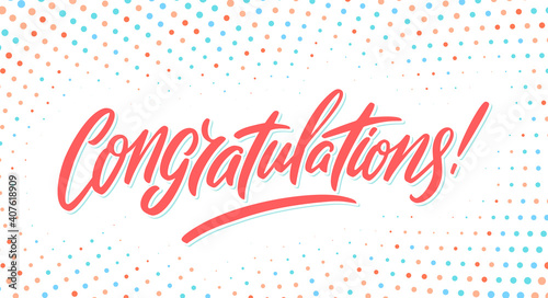 Congratulations. Vector hand drawn lettering card.