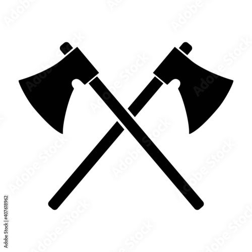 Vector illustration silhouette of two axes crossing each others