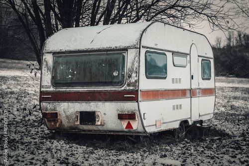 Long time abandoned RV by a fishing lake
