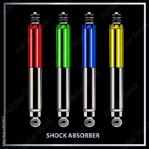 Shock Absorber. Vector illustration isolated on blck background