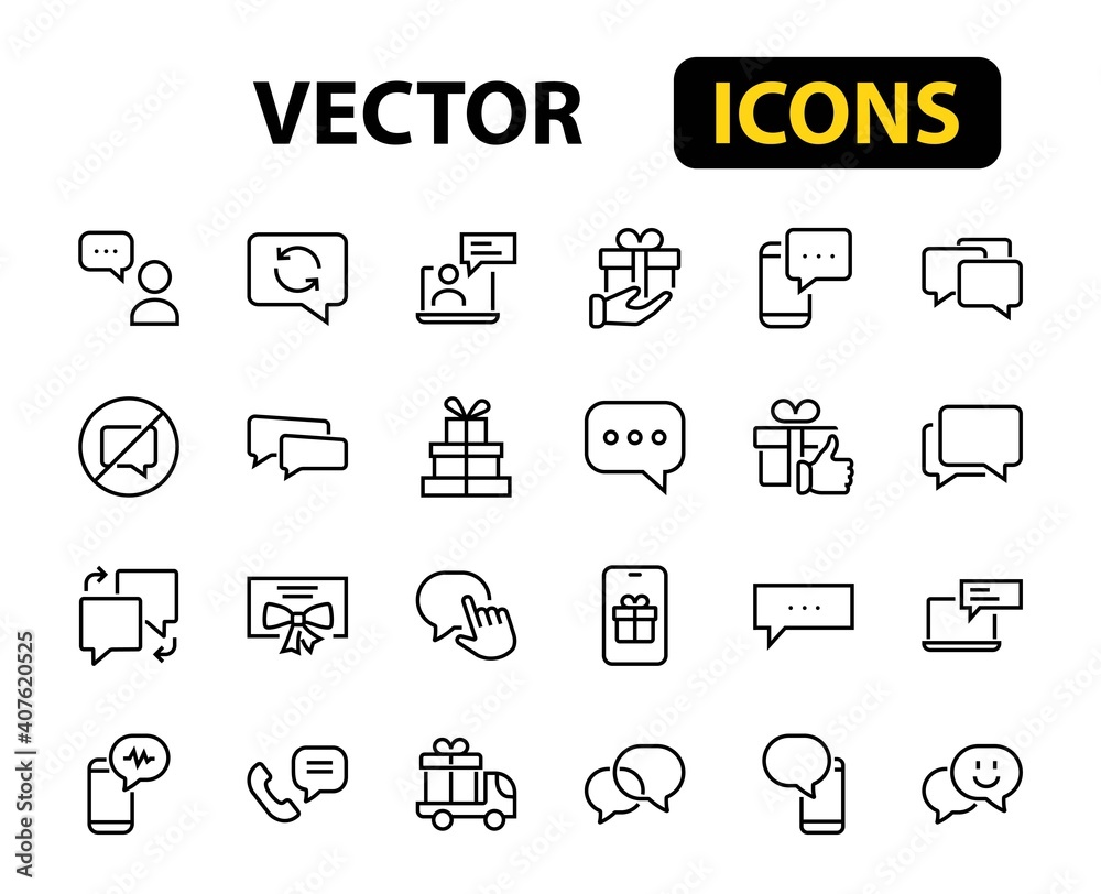 Simple set of message line vector line icons. contains icons such as conversation, SMS, notifications, group chat, and more. Editable stroke. 48x48 pixels perfect, white background Simple set of message line vector line icons. contains icons such as conversation, SMS, notifications, group chat, and more. Editable stroke. 48x48 pixels perfect, white background