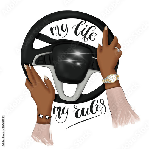 Foto My Life My Rules Isolated On A White Background Hand Drawn Illustration