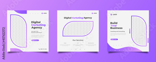 Digital marketing agency social media post template in modern and dynamic concept. Collection of business social media template