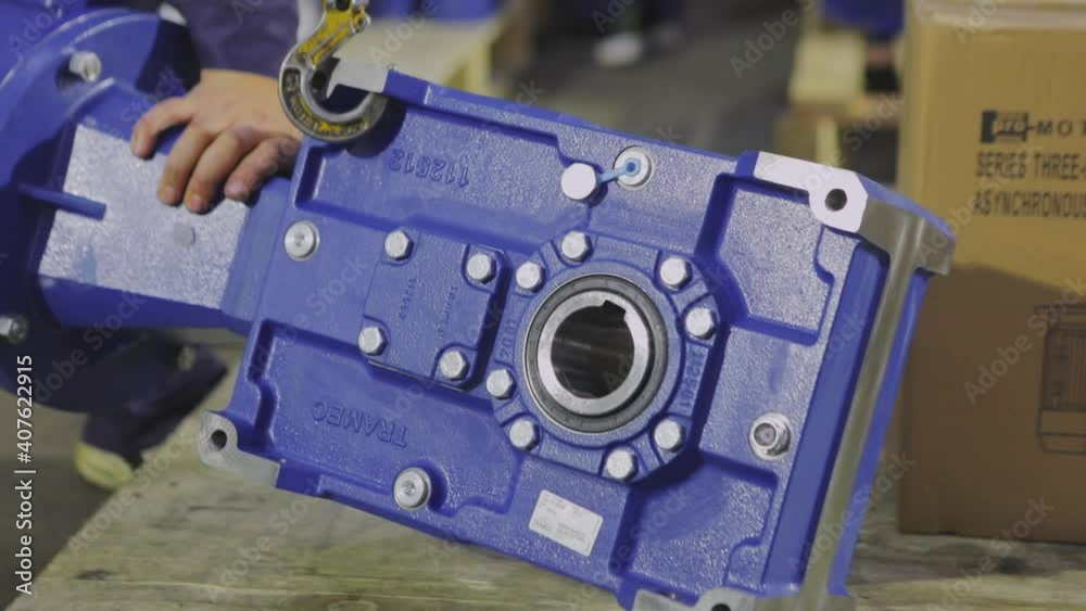 Gearbox assembly process. Gearboxes assembly at the factory. Gear
