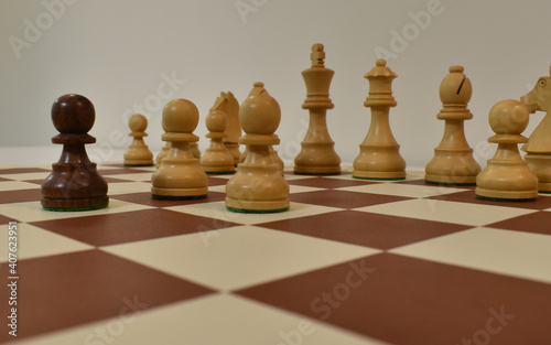 Chess piece in the middle of the chess board