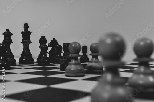 Chess piece in the middle of the chess board