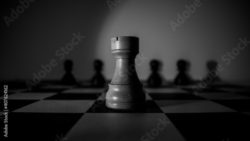 Chess piece in the middle of the chess board