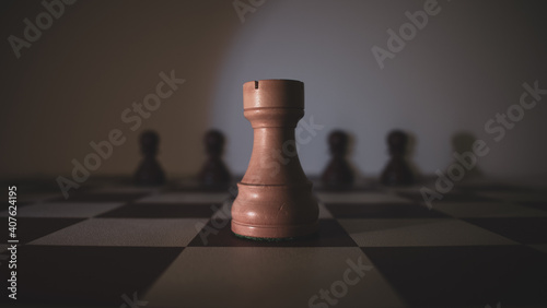 Chess piece in the middle of the chess board