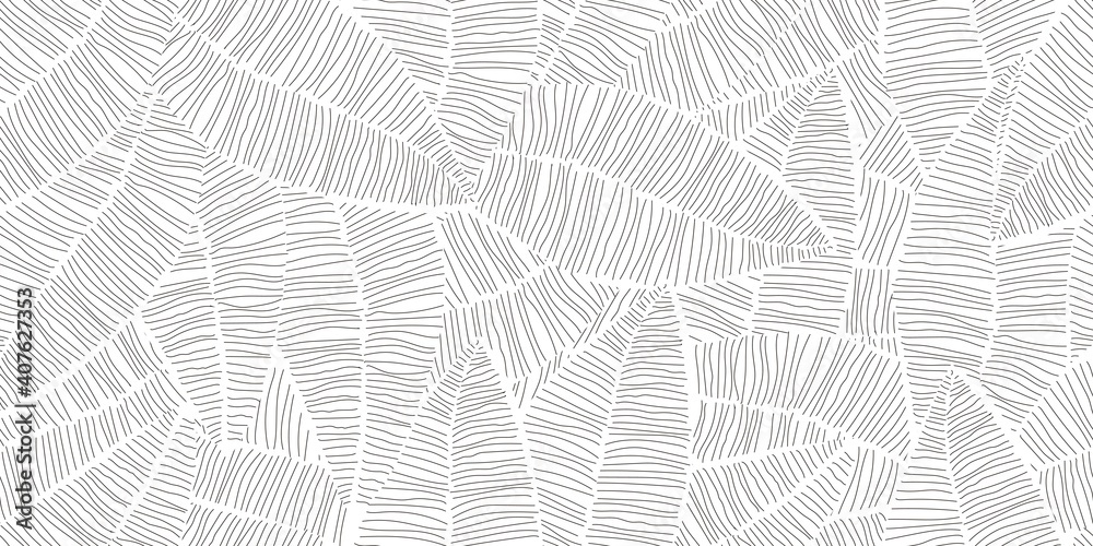 Leaves Seamless Pattern. Simple Line Art Leaf Drawing. Black Line Leaves on White Background. Hand Drawn Botanical Pattern. Vector EPS 10 Leaves Seamless Pattern. Simple Line Art Leaf Drawing. Black Line Leaves on White Background. Hand Drawn Botanical Pattern. Vector EPS 10