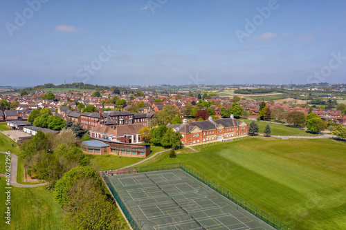 Silcoates School Wrenthorpe near Wakefield West Yorkshire. Aerial drone photo on a summer day