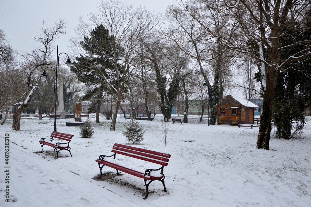 custom made wallpaper toronto digitalsnowy winter in rural village Backi Petrovac, Vojvodina