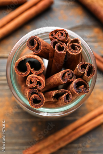 Cinnamon sticks in a glass ...