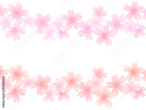 ピンクとレッド 2色の桜ラインセット © 桜 マチ