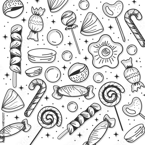 Set of candy in doodle style