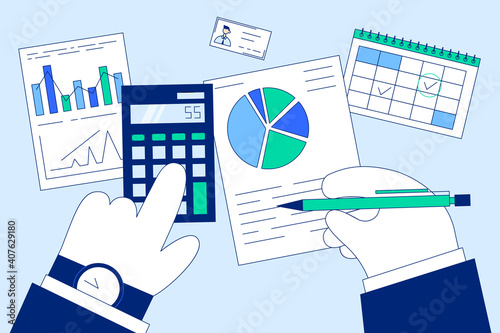 Finance, marketing and tax counting system concept
