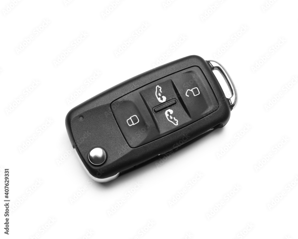 Modern car flip key isolated on white, top view Modern car flip key isolated on white, top view