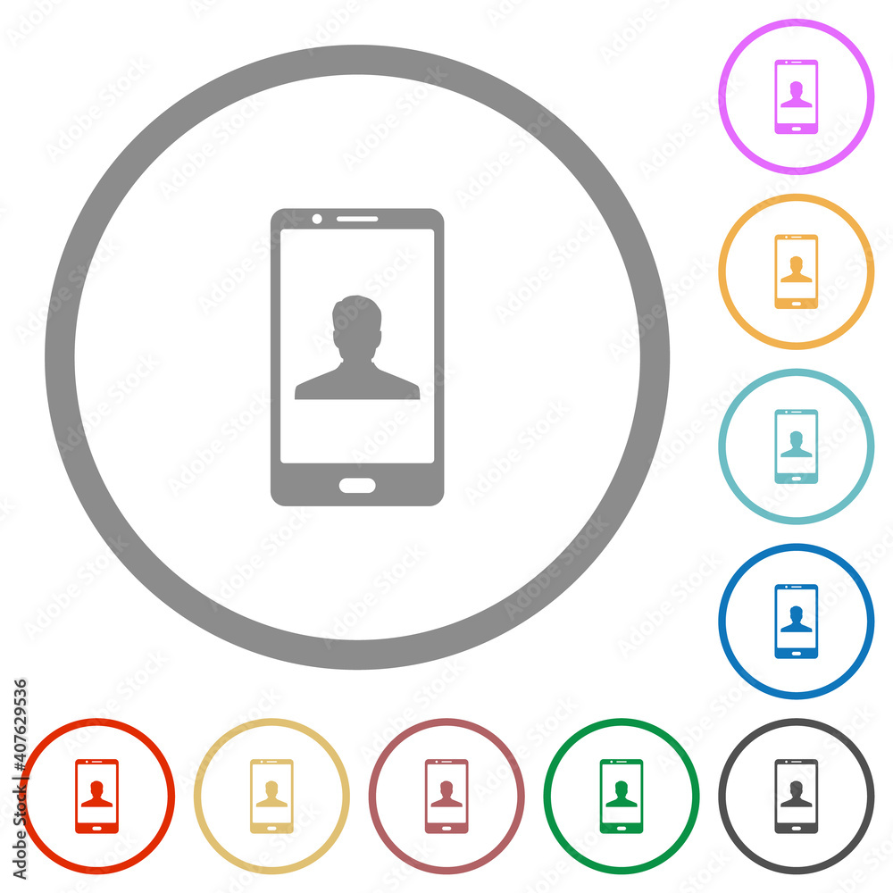 Video call flat icons with outlines Video call flat icons with outlines