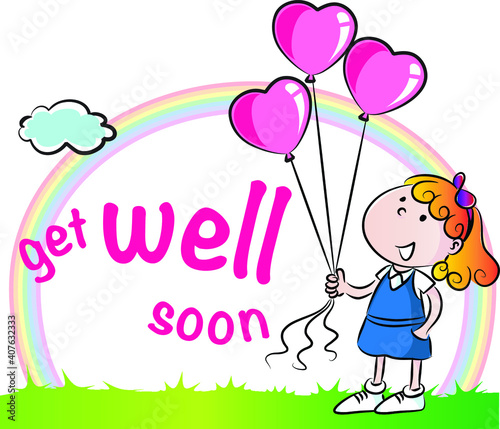 vector cartoon get well soon card