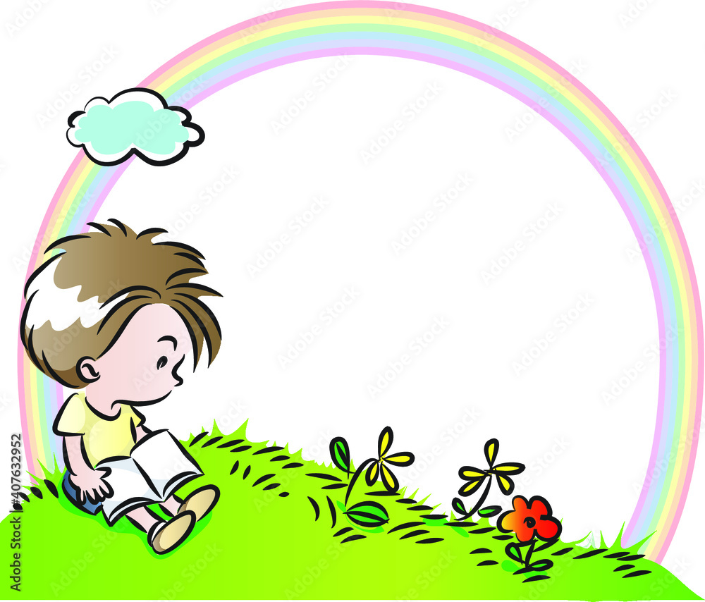 vector cartoon kids with border card background vector cartoon kids with border card background