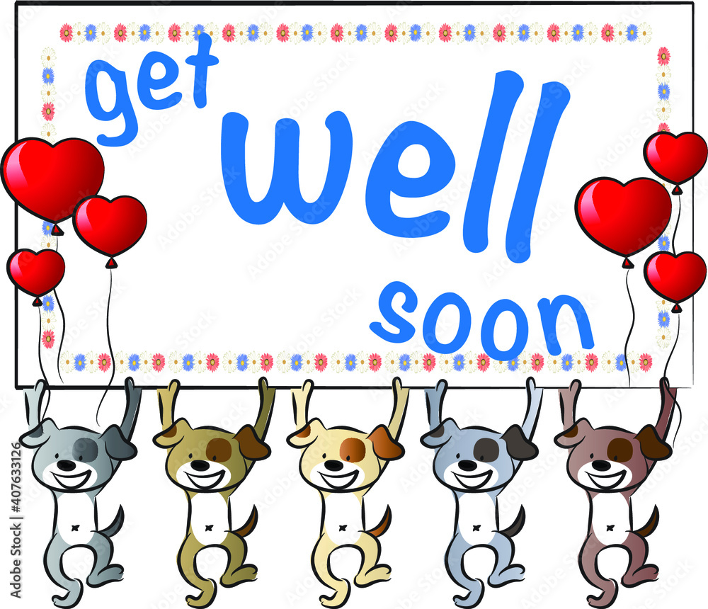 Obraz premium vector cartoon get well soon card