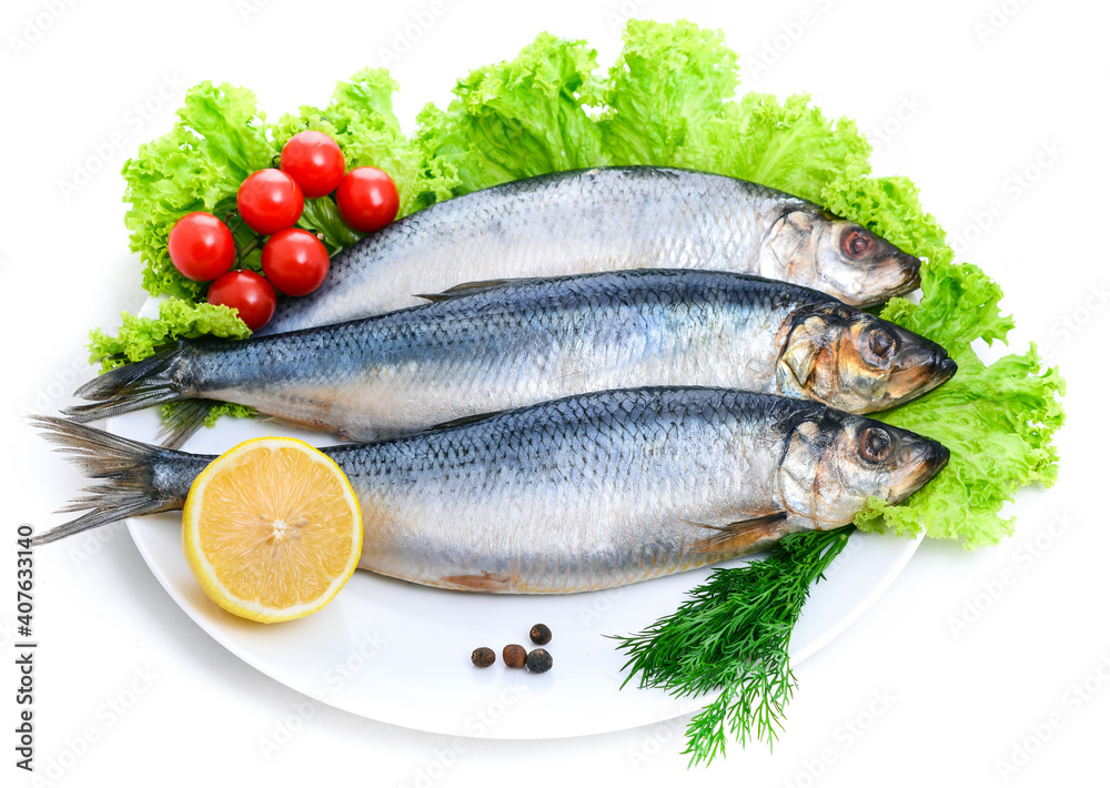 salted herring isolated on white