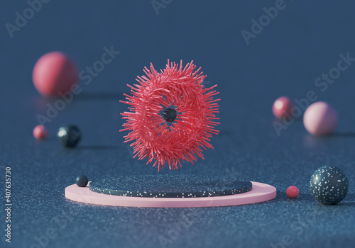 Canvas-taulu 3d render of abstract satisfying geometric composition in pink and blue colors