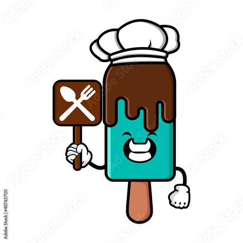 cute ice cream cartoon mascot character