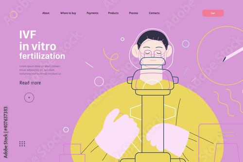 Test tube baby, in vitro fertilization, IVF -medical insurance illustration -modern flat vector concept digital illustration - laboratory assitant carrying out the procedure of IVF, medical laboratory