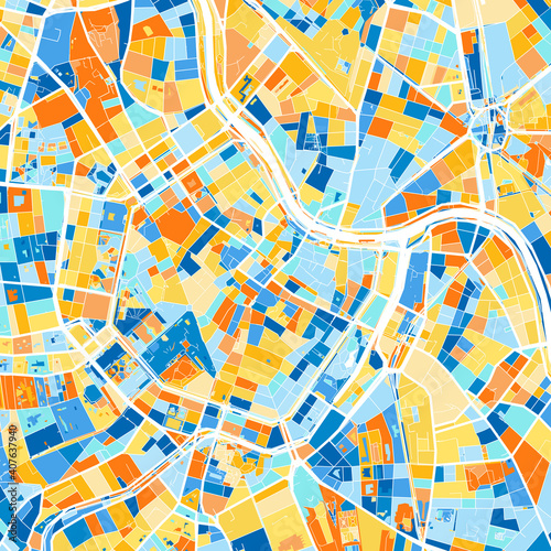 Art map of Vienna, Austria in Blue Orange