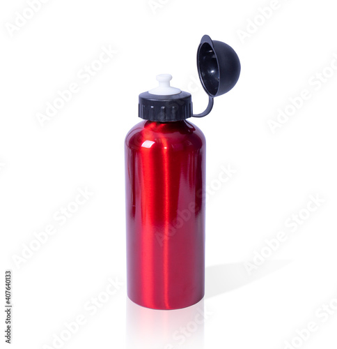 Red sport Aluminum Thermal bottle . On white background