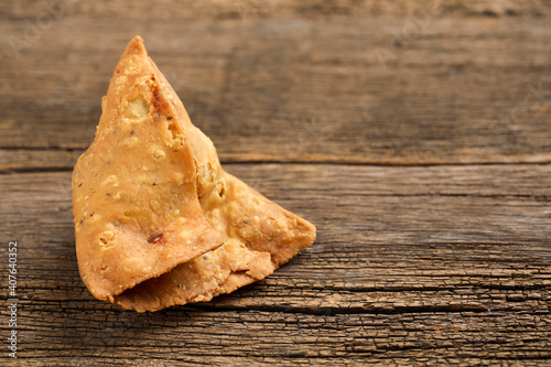 Potato samosa.spicy street food  Famous snacks in india