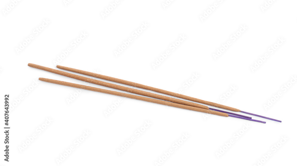 Many aromatic incense sticks on white background Many aromatic incense sticks on white background