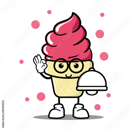 cute ice cream cartoon mascot character