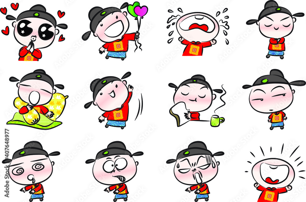 vector cartoon Chinese court official emoticon pack vector cartoon Chinese court official emoticon pack