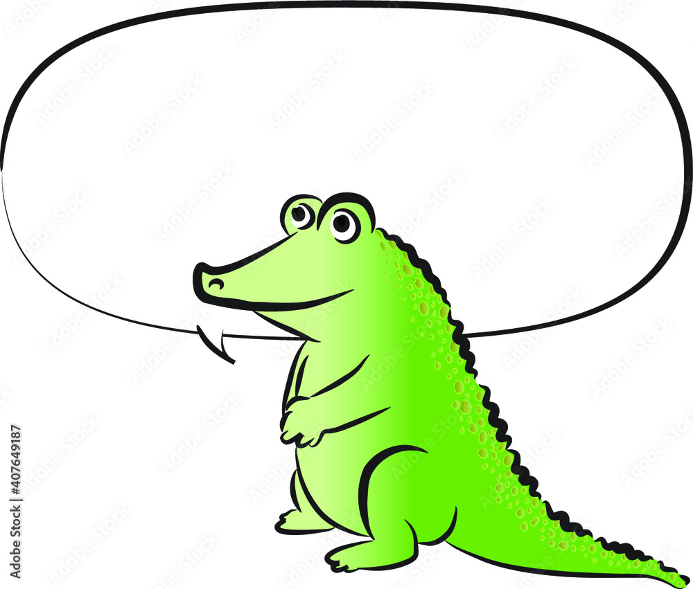 Obraz premium vector cartoon crocodile with speech bubble border