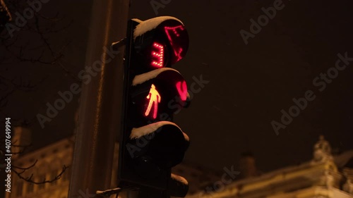City traffic lights countdown at night  