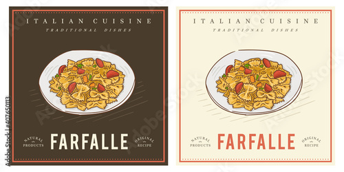 Farfalle with sauce butterfly pasta