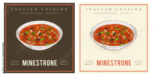 Minestrone italian soup with vegetables