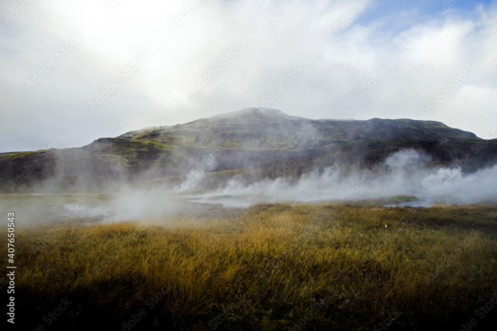 Vapeurs de sources d'eau chaude, Geysir, Islande