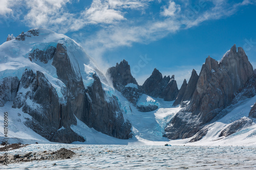Andes mountain range taken from place known as Circo de los Altares (Circuit of the Altars), Los Glaciares National Park (AG)
