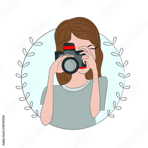 Cute girl with black camera