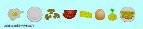 set of foods. cartoon icon design template with various models. vector illustration isolated on blue background